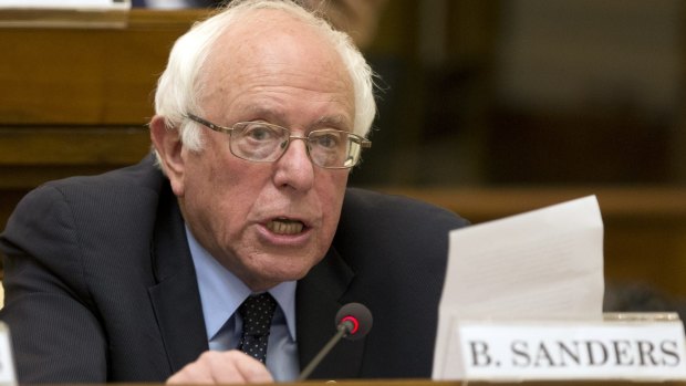 US presidential candidate Bernie Sanders speaks at the Vatican on Friday.