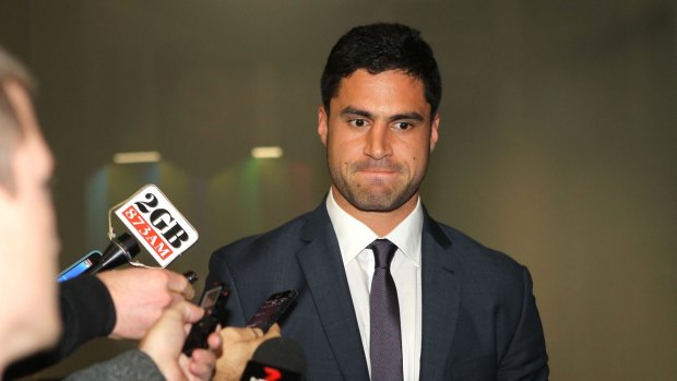 Melbourne Storm's Jesse Bromwich leaves the NRL tribunal on Wednesday night.