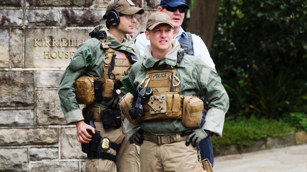 Security outside Kirribilli House on Saturday. 