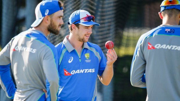 Not touring: Glenn Maxwell and Travis Head at Australia A training in Brisbane on Wednesday.