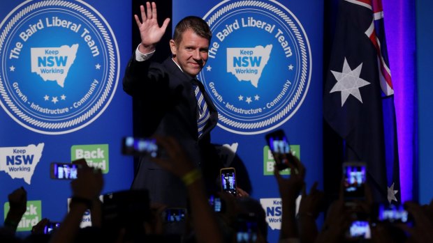 NSW Premier Mike Baird in Sydney after winning the 2015 election.