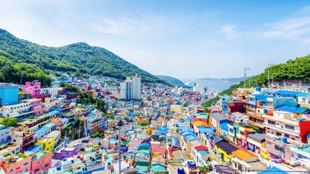 Gamcheon Culture Village, Busan, South Korea. South Korea has already opened a "vaccinated travel lane" with Singapore, providing quarantine-free access, and according to Scott Morrison, the same could happen with Australia before the end of the year.