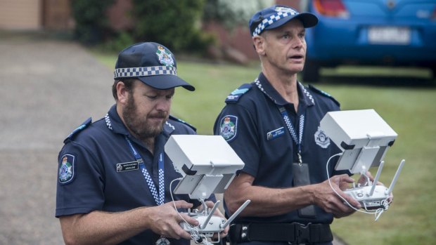 Police sent up a drone to take aerial images of the site on Tuesday morning.