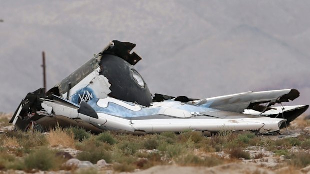 A piece of debris is seen near the scene of the crash of Virgin Galactic's SpaceShipTwo near Cantil, California.