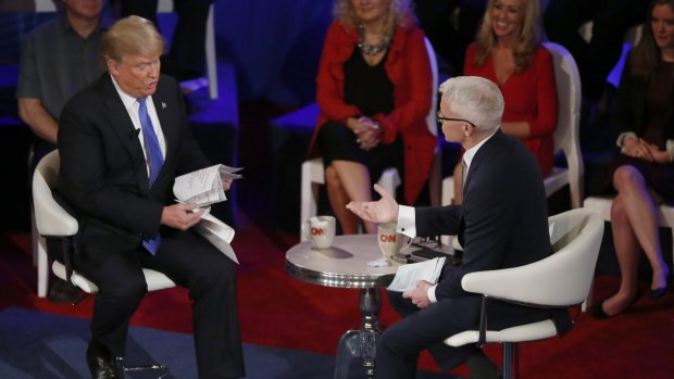 Republican presidential candidate Donald Trump in a CNN interview with Anderson Cooper on Tuesday.