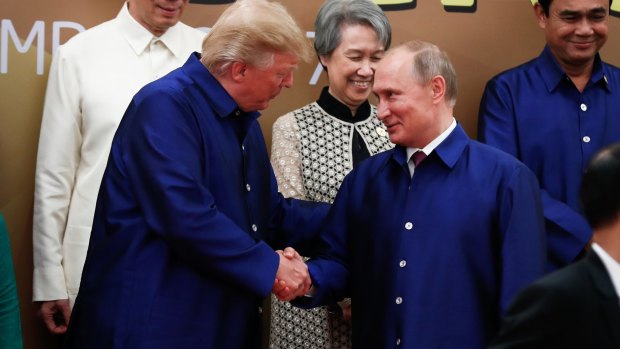 United States of America President Donald Trump and Russian President Vladimir Putin at the APEC summit earlier in the month. 