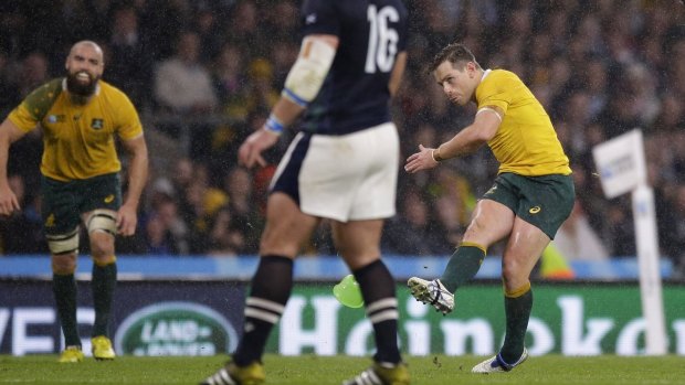 Bernard Foley kicks the match winning penalty.