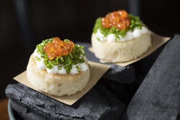 Go-to dish: Akitma - mini crumpets with taramasalata and salmon roe.