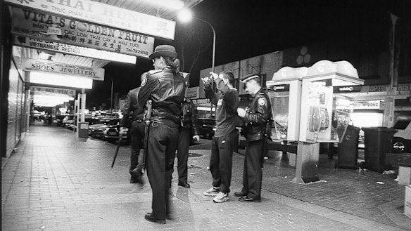 Police officers in Cabramatta during the heroin epidemic.