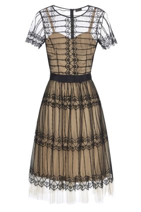 Collette Dinnigan Deco Stripe lace dress, $495.
