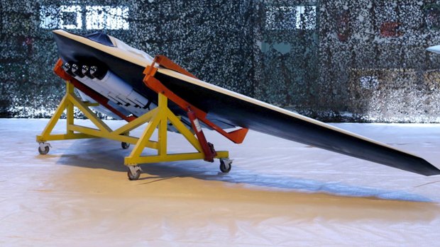 The Iranian Revolutionary Guard shows a new attack drone called 
the Saegheh.