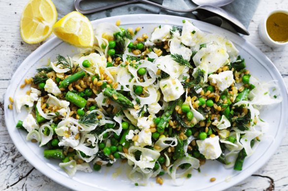 To make this salad extra luxurious, double the amount of peas, you won't regret it.