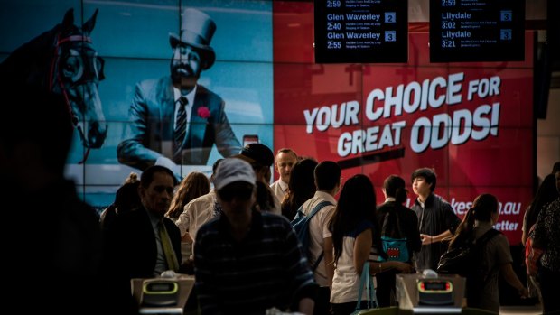 A Ladbrokes ad domiantes Melbourne's Flinders Street Station.