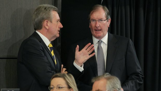 Loughnane with former NSW Liberal premier Barry O'Farrell in February 2015.