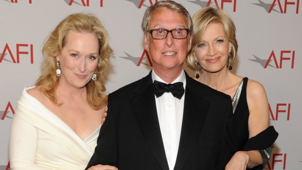 Top company: Meryl Streep, left, and journalist Diane Sawyer with Mike Nichols in 2010.