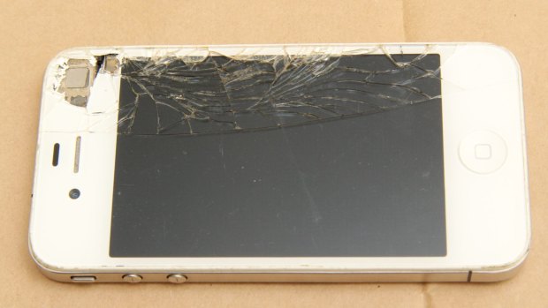 A broken mobile phone.