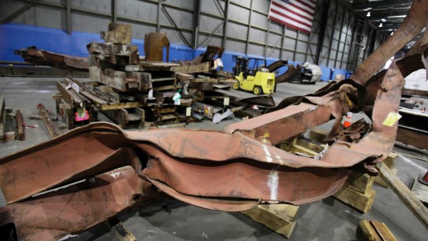 Twisted beams and other remains from the World Trade Centre were stored in Hangar 17 at New York's John F. Kennedy International Airport for years after the attacks.