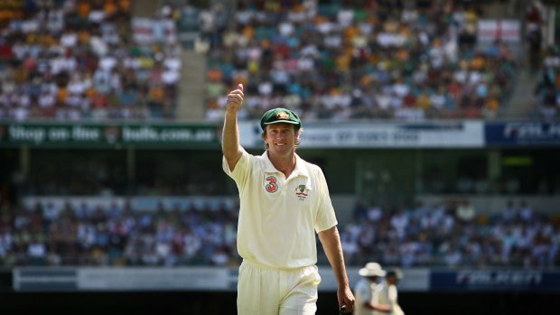 Glenn McGrath in front of the last Gabba sell-out.