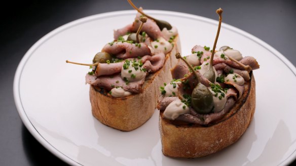 Vitello tonnato bruschetta.