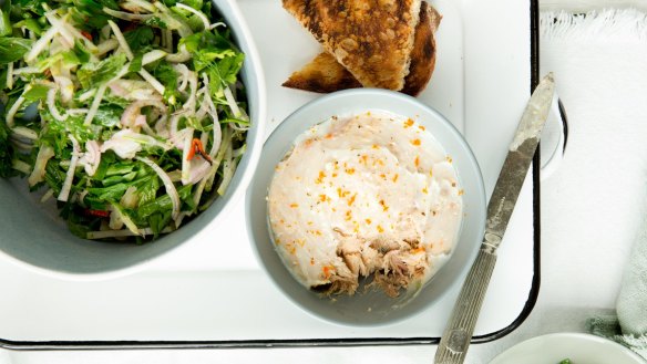 Snack attack: The Blue Ducks' pork rillettes pictued with crunchy pear and fennel salad.