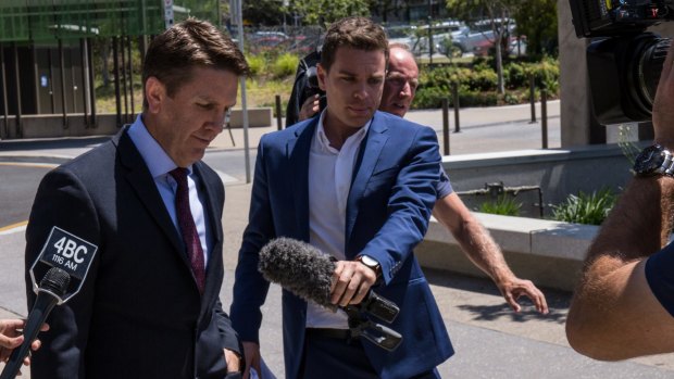 The Thorburns' defence lawyer Jason Jacobson leaves Beenleigh Magistrates Court on Wednesday after speaking to media.