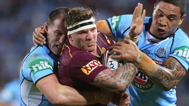 Winners are grinners: Josh McGuire's tweet after the Maroons' game two victory has caused a stir.