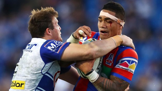 Decisions, decisions: Peter Mata'utia could be squeezed out of the Newcastle Knights for a second time.