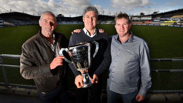 Carlton greats Robert Walls, Stephen Kernahan and David Rhys-Jones celebrate the 30-year anniversary.