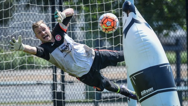 Putting in the hard yards: Wanderers keeper Andrew Redmayne. 