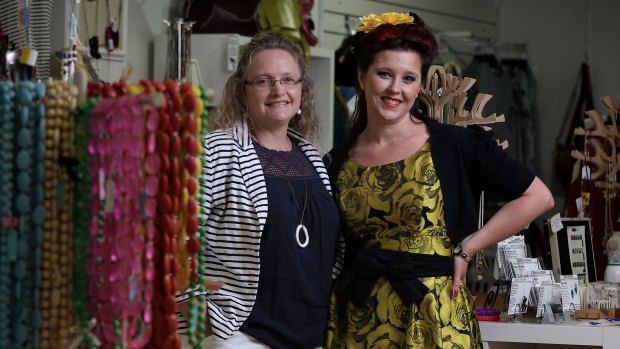 Julie Nichols and Rachel Evagelou in Shop Handmade in 2013. The dynamic businesswomen are planning a new venture in the heart of Canberra.