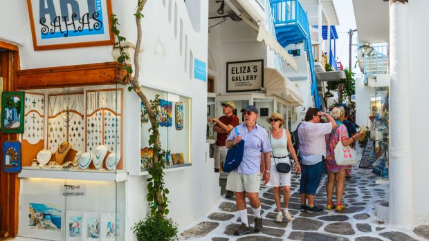 At least window-shopping in the narrow streets of Mykonos town is free.