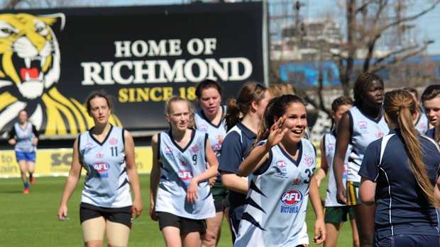 AFL Vic Metro youth girls training at Punt Road.