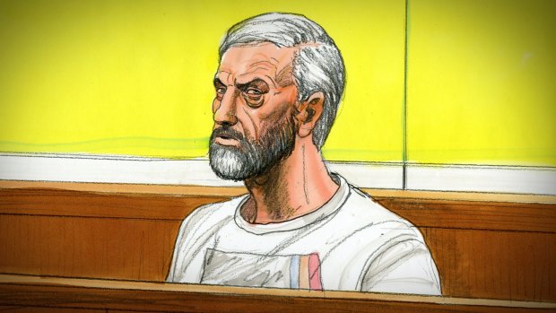 A sketch of Borce Ristevski in court on Wednesday