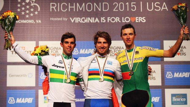 Canberra cyclist Michael Matthews, left, wants to turn his 2015 podiums into wins next year.