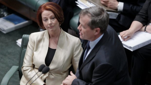 Then-Prime Minister Julia Gillard and Bill Shorten during question time August 2012.