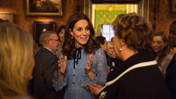 The Duchess of Cambridge attends a reception at Buckingham Palace to celebrate World Mental Health Day.