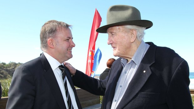 Albanese with Labor elder statesman and mentor Tom Uren in 2010.