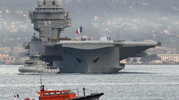 French aircraft carrier Charles-de-Gaulle sets sail from the southern French port of Toulon before taking part in military operations in the Persian Gulf.