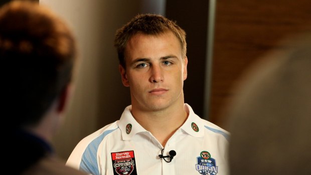 Blast from the past: Jamie Buhrer faces the media before his Origin debut in 2012.