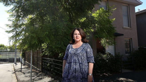 Judi Carr poses outside her home at 10 Aubrey Road, Armadale. The council wishes to acquire it.
