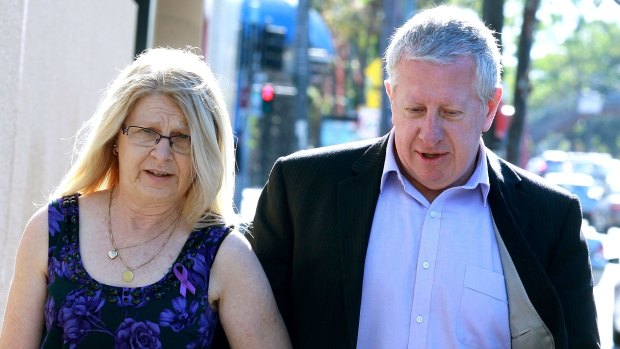 Matthew Leveson's parents Faye and Mark Leveson outside court.