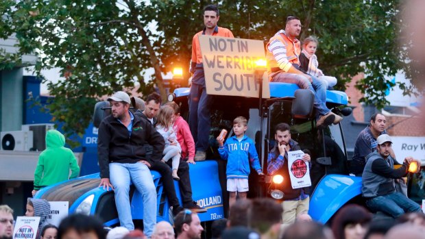 Werribee residents protested last month against the planned youth detention centre. 