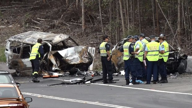Scene of the crash on the Princes Highway south of Sussex Inlet and north of Milton which killed four people.
