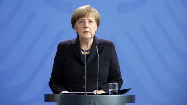 German Chancellor Angela Merkel addresses the media in Berlin following the plane crash on Tuesday.