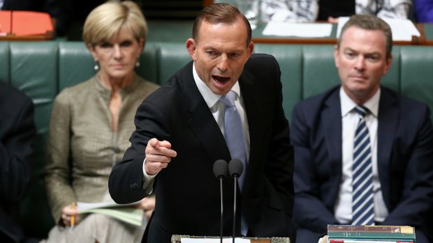 On the attack: Prime Minister Tony Abbott in Parliament on Tuesday.