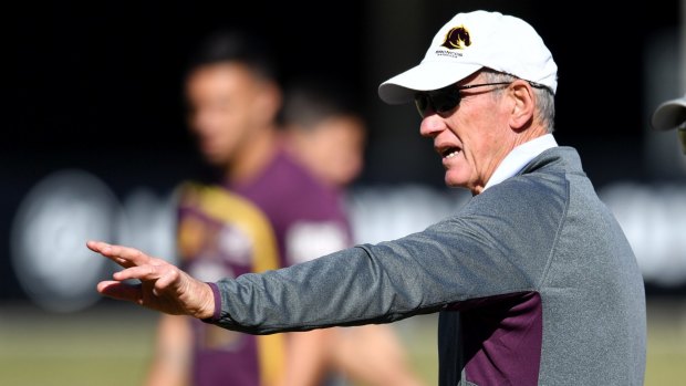 In charge: Wayne Bennett directs the Broncos at training.