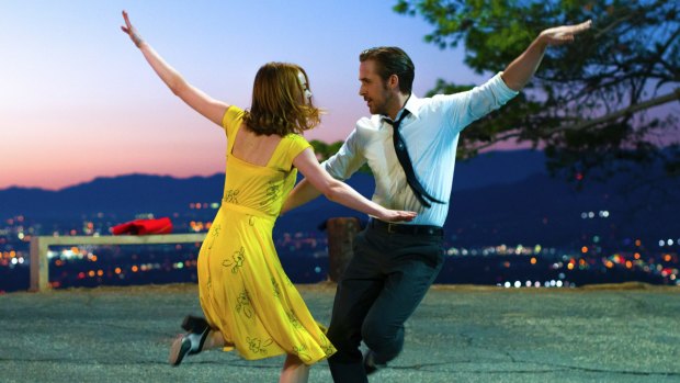 Emma Stone and Ryan Gosling in the musicla <i>La La Land</i>.