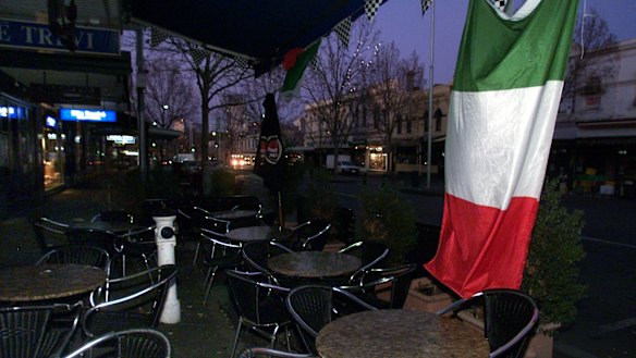 Street life: Cafe Trevi, in Lygon Street, was formerly owned by Arico's family.