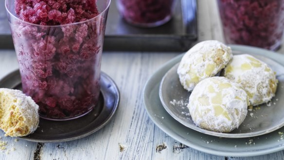Almond olive oil biscuits (with sangria granita).
