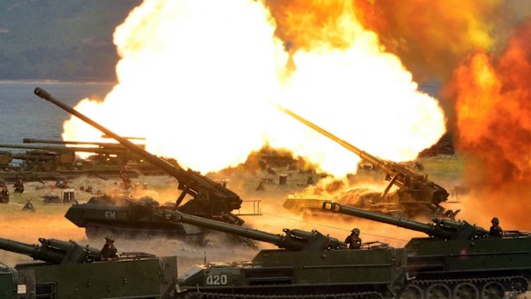 North Korean tanks took part in a live-fire drill on Wednesday.